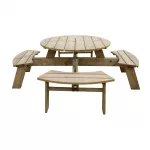 Rowlinson Round Wooden Picnic Table 6.5ft - Image 5