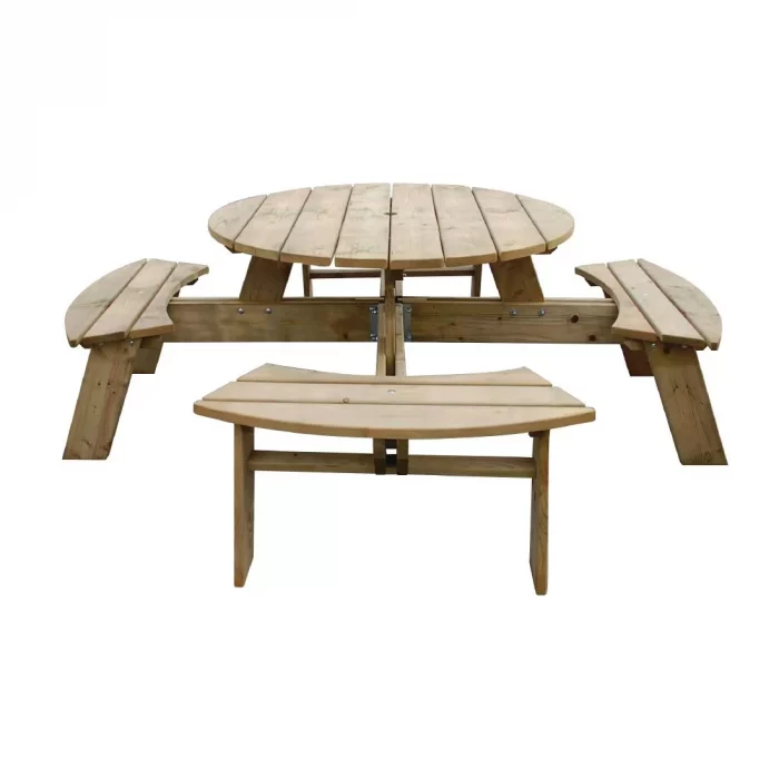 Rowlinson Round Wooden Picnic Table 6.5ft - Image 5