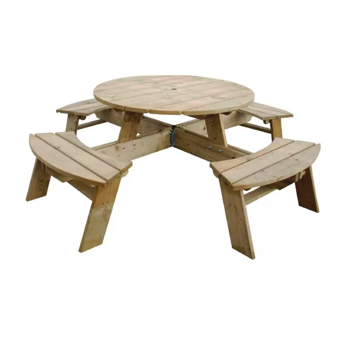 Rowlinson Round Wooden Picnic Table 6.5ft - Image 1