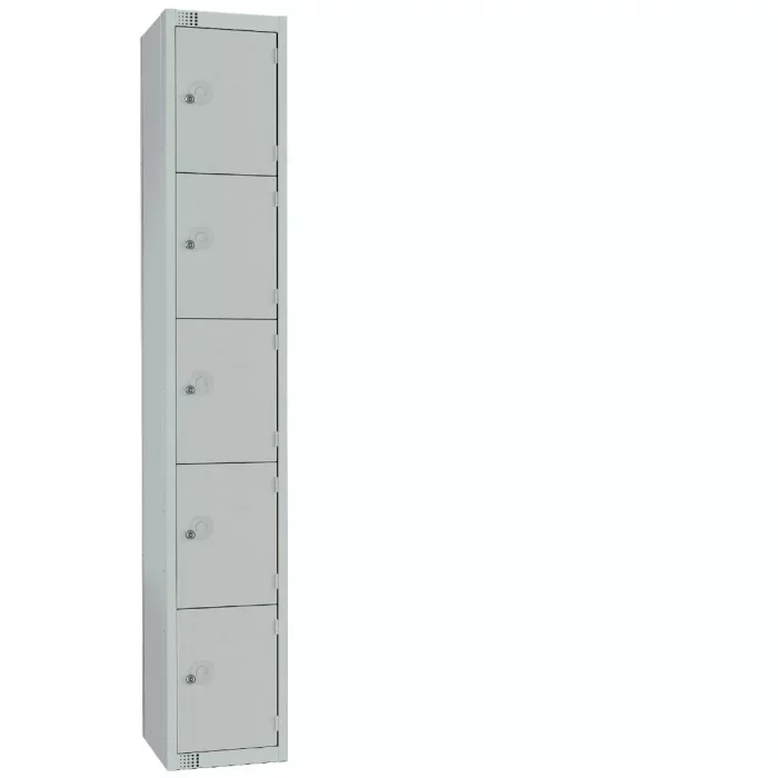 Elite Five Door Padlock Locker with Sloping Top Grey - Image 1