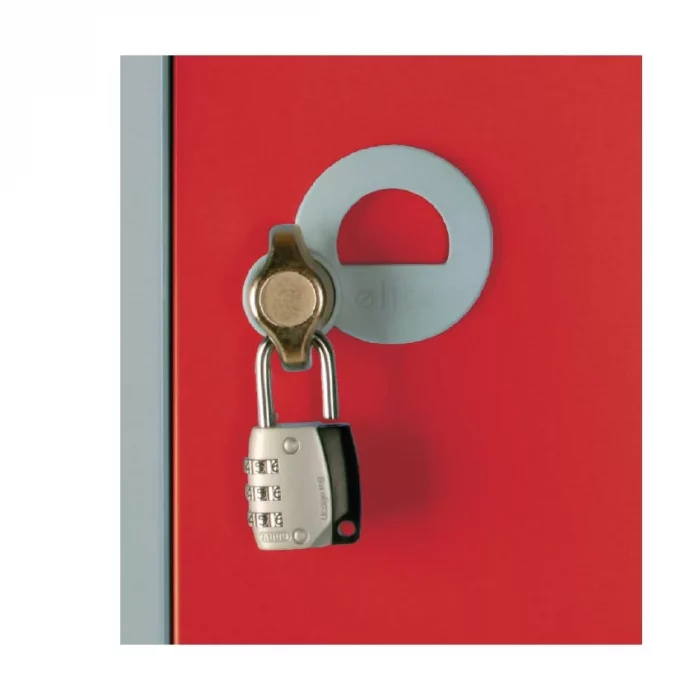 Elite Five Door Padlock Locker with Sloping Top Red - Image 2