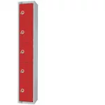 Elite Five Door Padlock Locker with Sloping Top Red