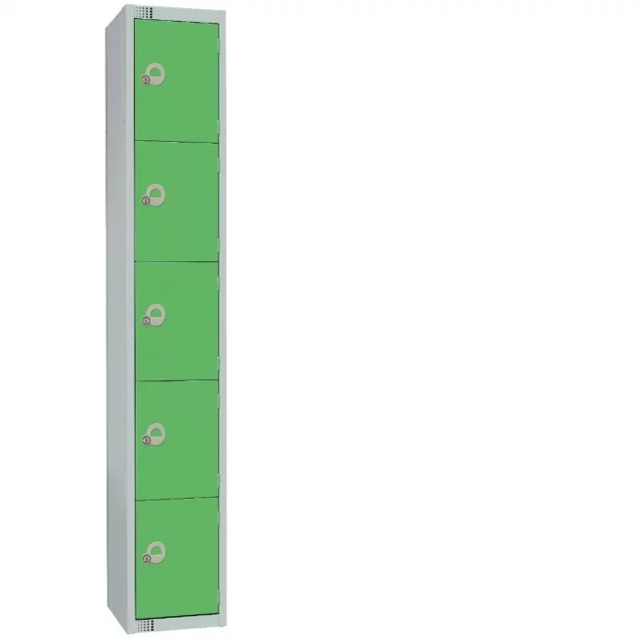 Elite Five Door Manual Combination Locker Locker Green with Sloping Top - Image 1
