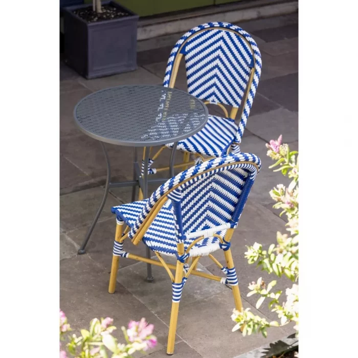 Bolero Parisian Style Rattan Side Chair Blue (Pack of 2) - Image 2