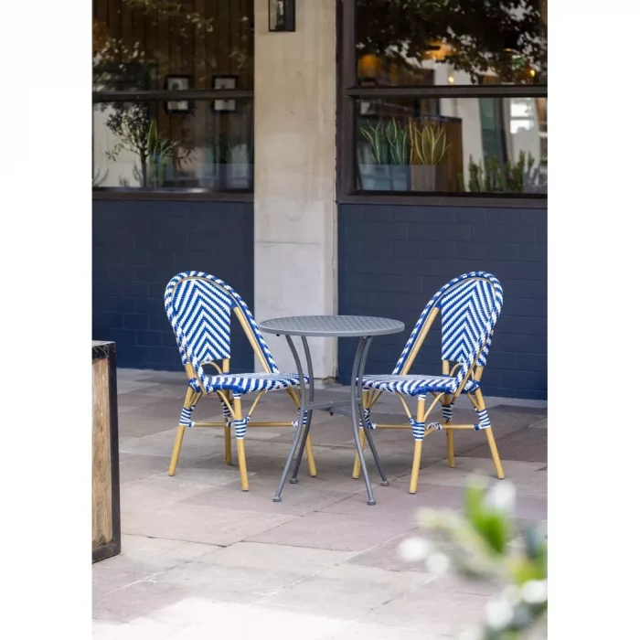 Bolero Round Steel Patterned Bistro Table Grey 600mm - Image 3