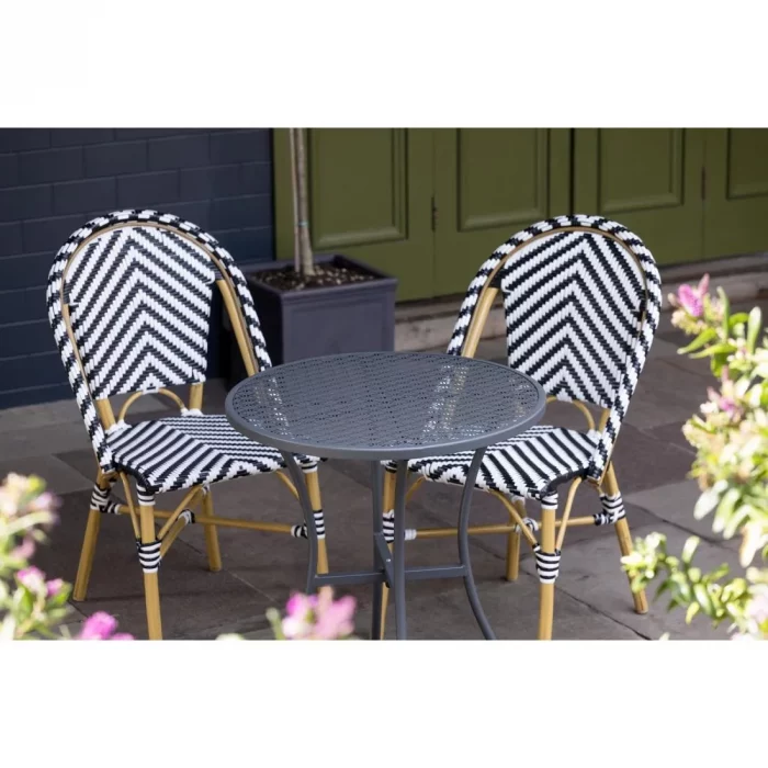 Bolero Round Steel Patterned Bistro Table Grey 600mm - Image 2
