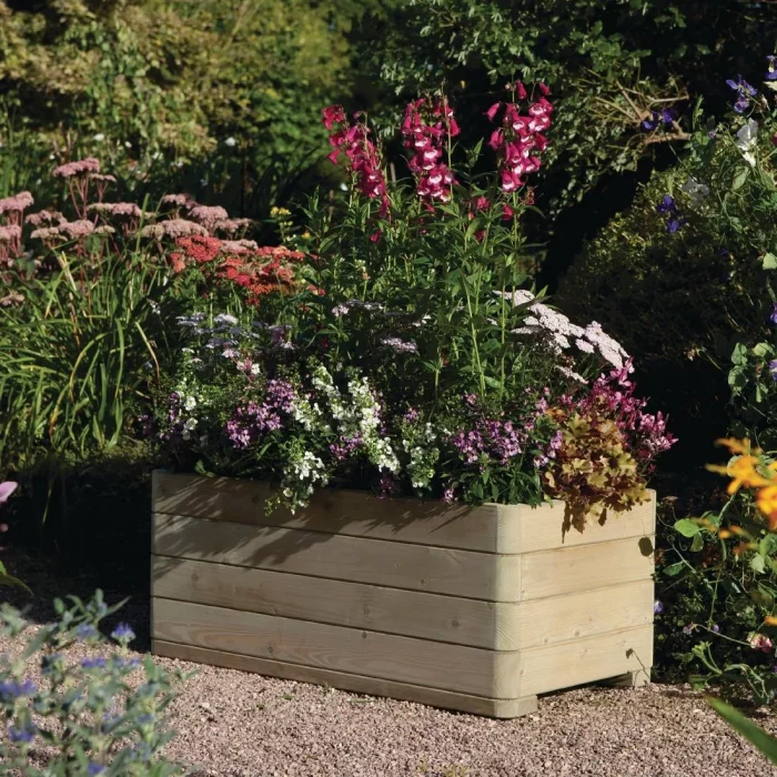 Rowlinson Marberry Layer Planter Rectangular Natural Timber 100cm - Image 4