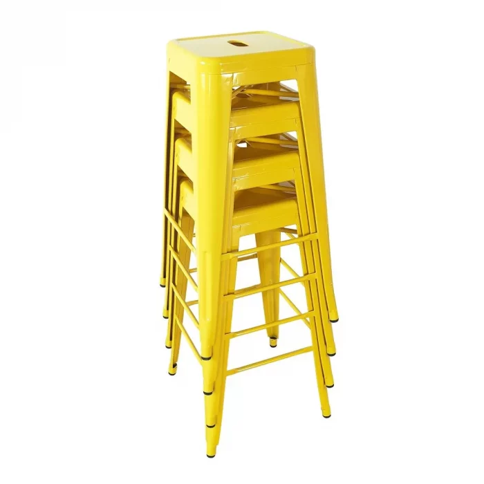 Bolero Bistro Yellow Steel High Stool (Pack of 4) - Image 4