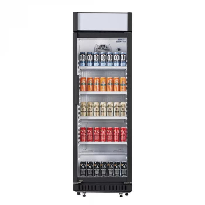 Nisbets Essentials Upright Display Cooler Black with Light Box - 354Ltr - Image 6