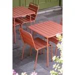 Bolero Amalfi Slatted Square Steel Folding Table Terracotta 700mm - Image 4