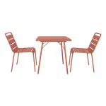 Bolero Amalfi Slatted Square Steel Folding Table Terracotta 700mm - Image 6
