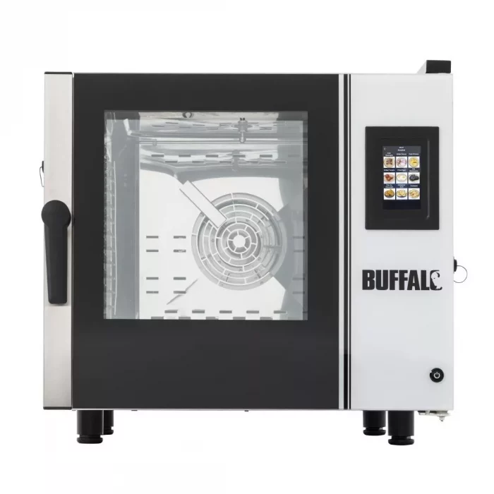 Buffalo Freestanding Smart Touchscreen Compact Combi Oven  6 x GN 1/1 with Installation Kit and Extraction Hood - Image 1