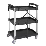 Vogue 3 Tier PP Folding Trolley Black Small - Image 2