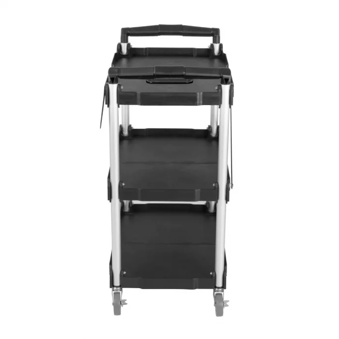 Vogue 3 Tier PP Folding Trolley Black Small - Image 3