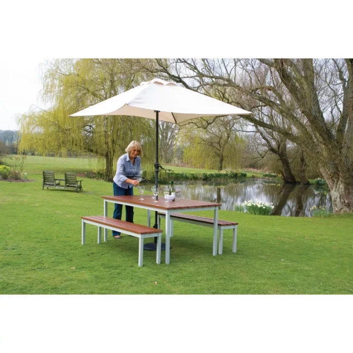 Enviro Outdoor Walnut Effect Faux Wood Table 1800mm - Image 4