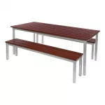 Enviro Outdoor Walnut Effect Faux Wood Table 1800mm - Image 5