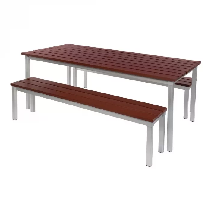 Enviro Outdoor Walnut Effect Faux Wood Table 1800mm - Image 5