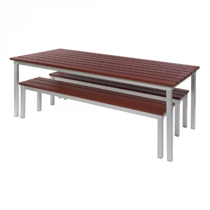 Enviro Outdoor Walnut Effect Faux Wood Table 1800mm - Image 2