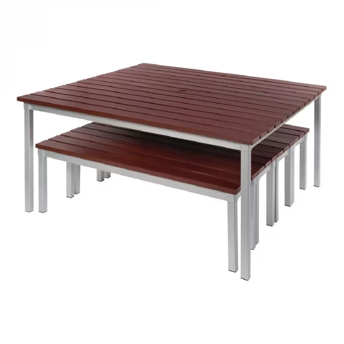 Enviro Square Outdoor Walnut Effect Faux Wood Table 1250mm - Image 4