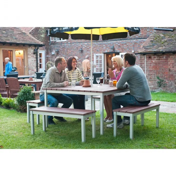 Enviro Outdoor Walnut Effect Faux Wood Bench 3ft - Image 5