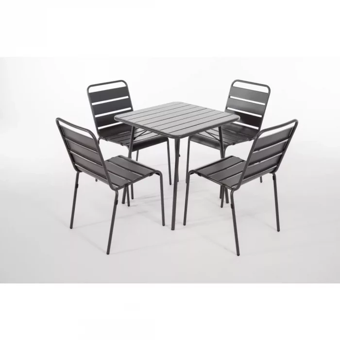 Bolero Amalfi Slatted Steel Side Chairs Grey (Pack of 4) - Image 4