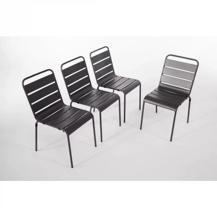 Bolero Amalfi Slatted Steel Side Chairs Grey (Pack of 4) - Image 5