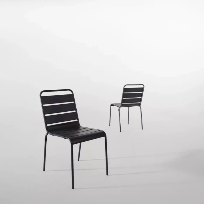 Bolero Amalfi Slatted Steel Side Chairs Grey (Pack of 4) - Image 6
