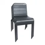 Bolero Amalfi Slatted Steel Side Chairs Grey (Pack of 4) - Image 7