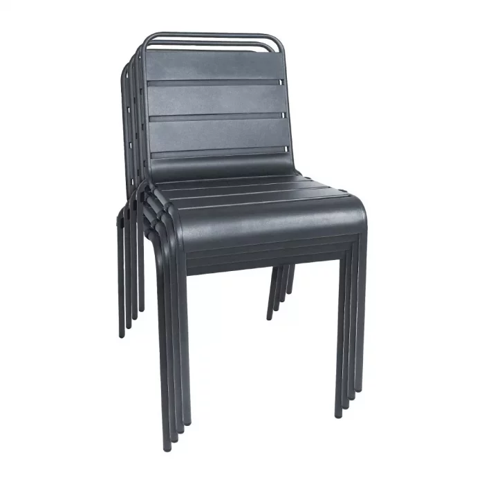 Bolero Amalfi Slatted Steel Side Chairs Grey (Pack of 4) - Image 7