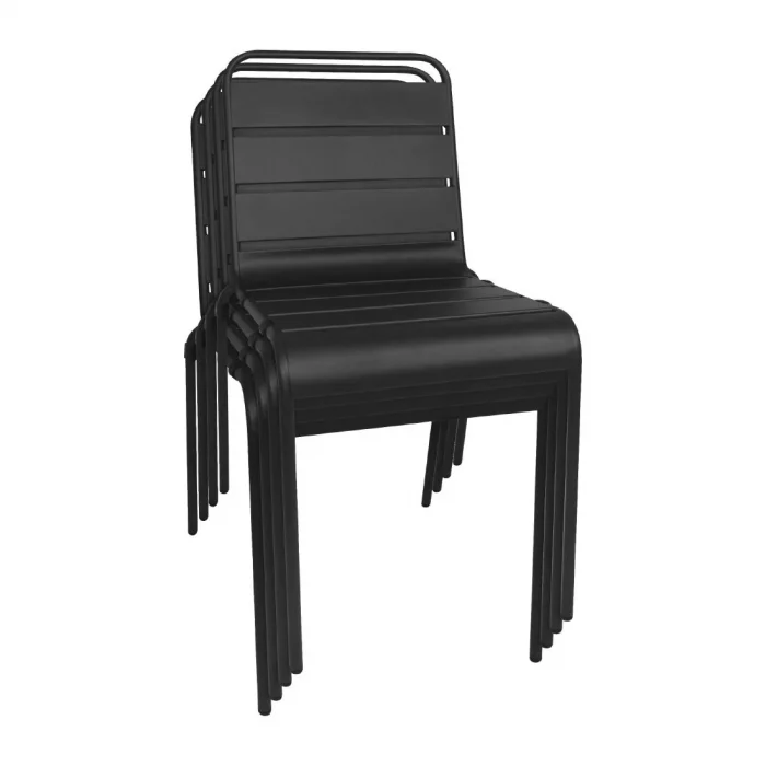 Bolero Amalfi Slatted Steel Side Chairs Black (Pack of 4) - Image 4