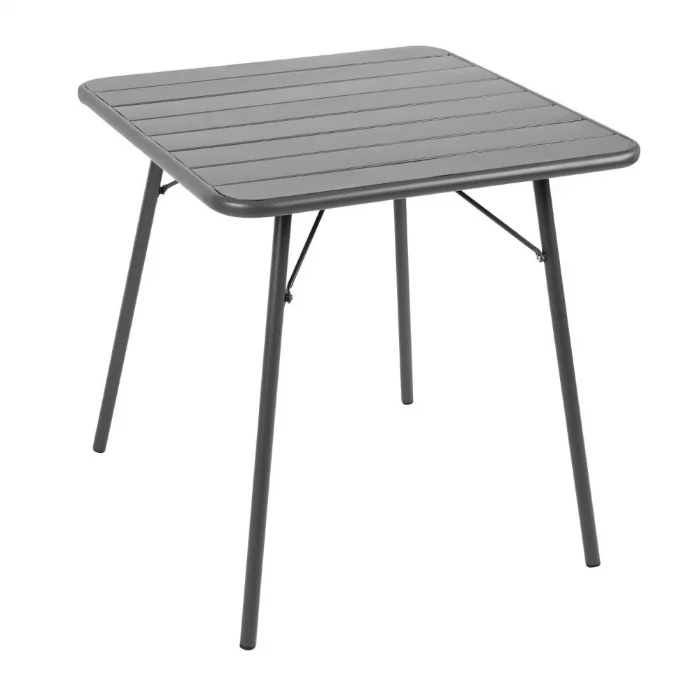 Bolero Amalfi Slatted Square Steel Folding Table Grey 700mm - Image 1