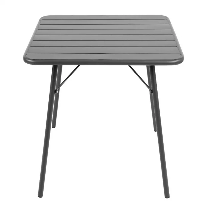 Bolero Amalfi Slatted Square Steel Folding Table Grey 700mm - Image 4
