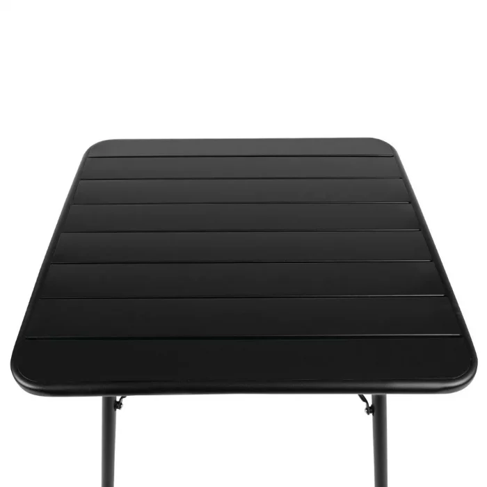 Bolero Amalfi Slatted Square Steel Folding Table Black 700mm - Image 3