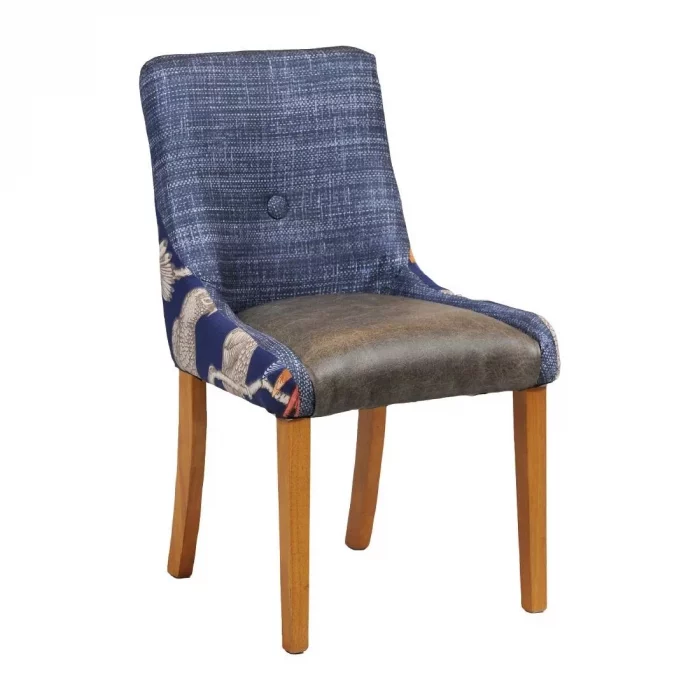 Bath Dining Chair Soft Oak with Helbeck Midnight Back Saddle Ash Seat - Image 1