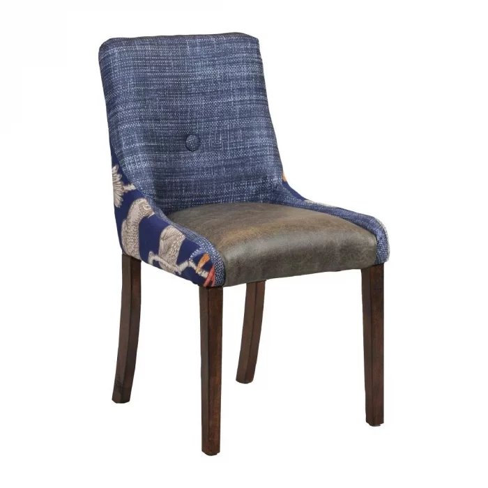 Bath Dining Chair Vintage with Helbeck Midnight Back Saddle Ash Seat - Image 1