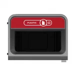 Rubbermaid Configure Recycling Bin with Plastic Recycling Label Red 125Ltr - Image 2