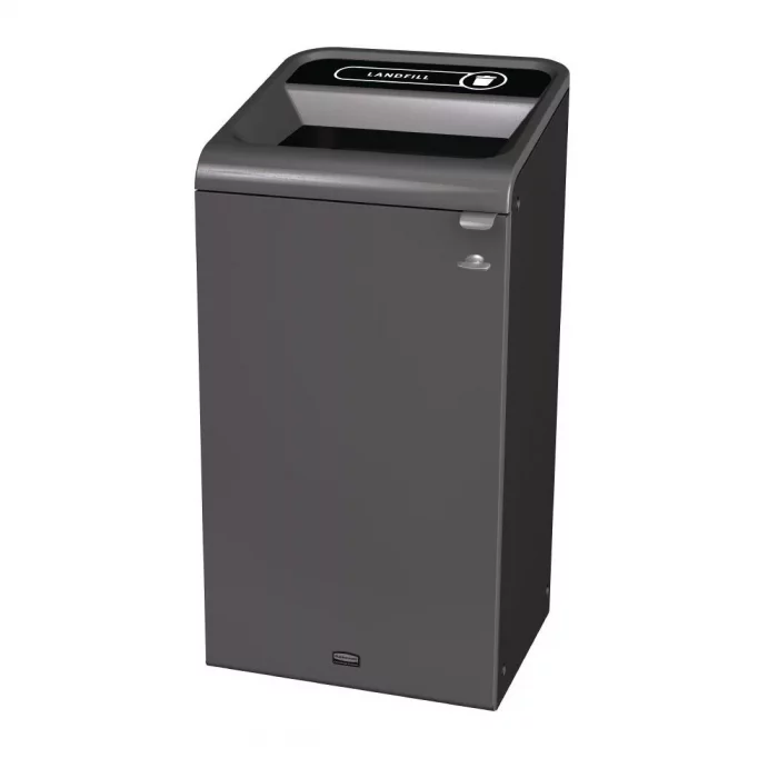 Rubbermaid Configure Recycling Bin with Landfill Label Black 87Ltr - Image 1