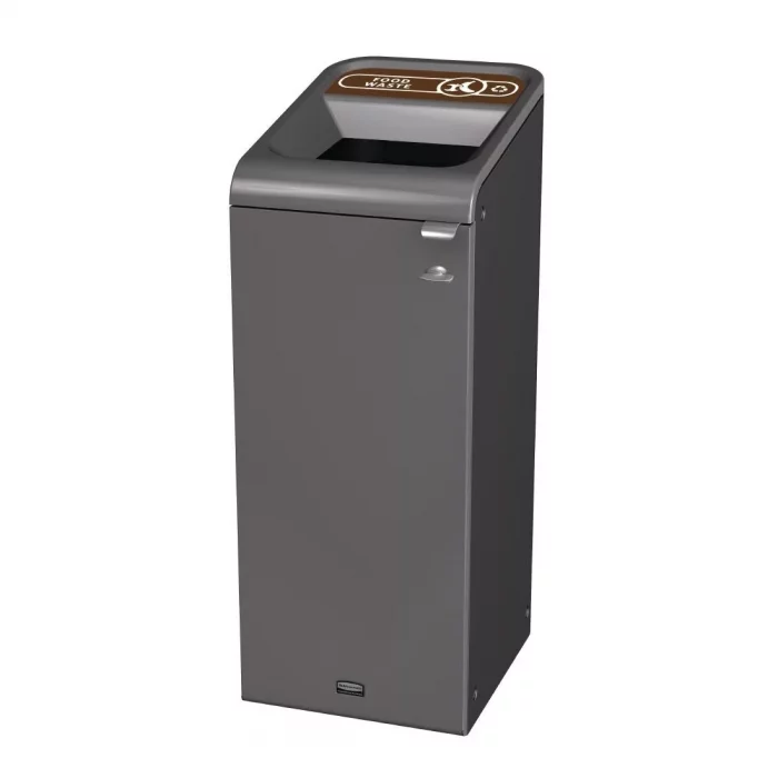 Rubbermaid Configure Recycling Bin with Food Waste Label Brown 57Ltr - Image 1