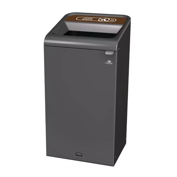 Rubbermaid Configure Recycling Bin with Food Waste Label Brown 87Ltr - Image 1