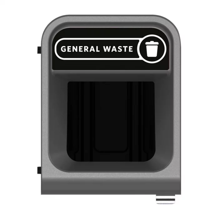 Rubbermaid Configure Recycling Bin with General Waste Label Black 57L - Image 2