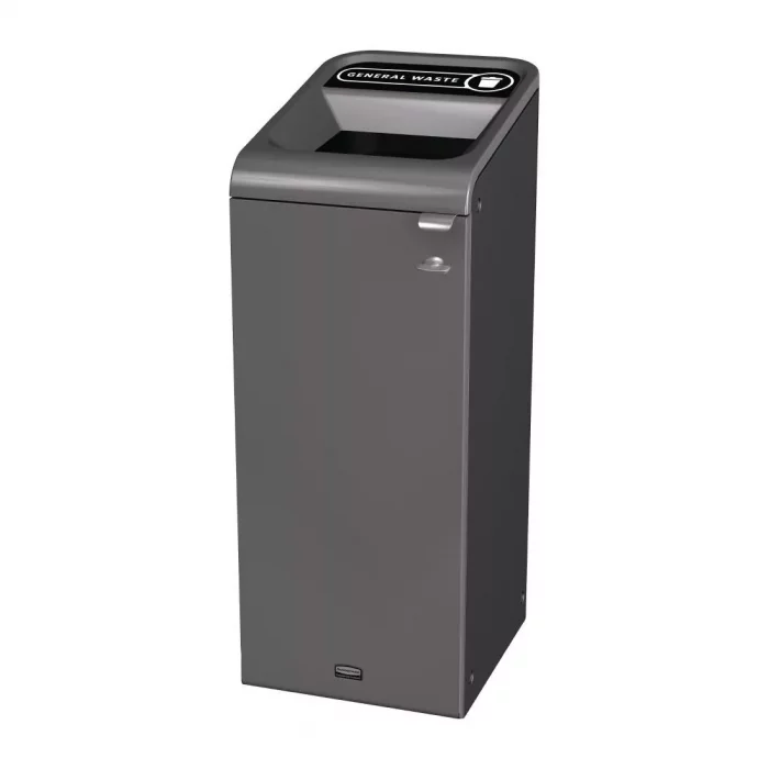 Rubbermaid Configure Recycling Bin with General Waste Label Black 57L - Image 1