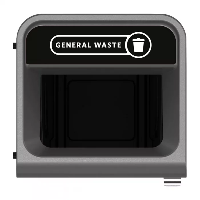 Rubbermaid Configure Recycling Bin with General Waste Label Black 87L - Image 2