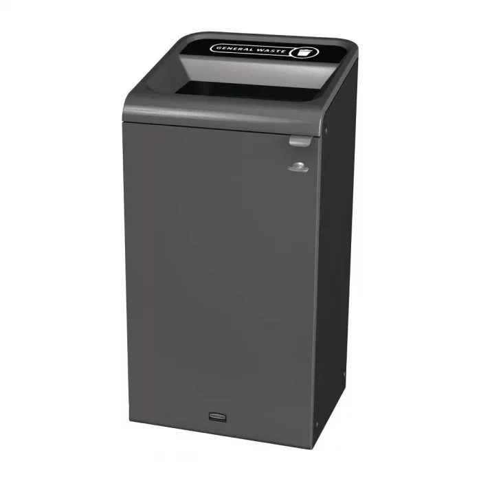 Rubbermaid Configure Recycling Bin with General Waste Label Black 87L - Image 1