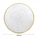 Bolero Round Marble Tabletop with Brass Effect Rim White 600mm - Image 5