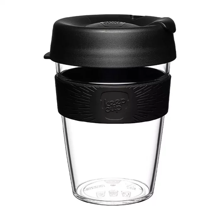 KeepCups Clear Reusable Cups Black 12oz - Image 1