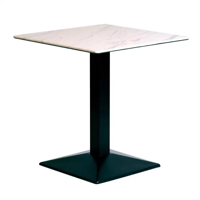 Turin Metal Base 600mm Square Dining Table with Laminate Top in Marble - Image 1