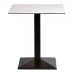 Turin Metal Base 600mm Square Dining Table with Laminate Top in Marble - Image 2