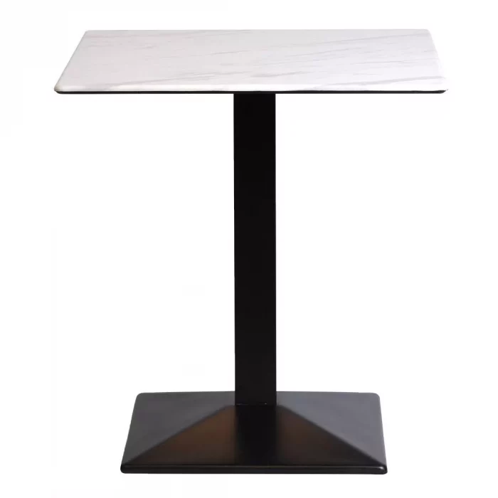 Turin Metal Base 600mm Square Dining Table with Laminate Top in Marble - Image 2