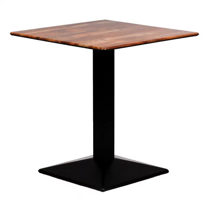 Turin Metal Base 600mm Square Dining Table w/Laminate Top in Planked Oak - Image 1