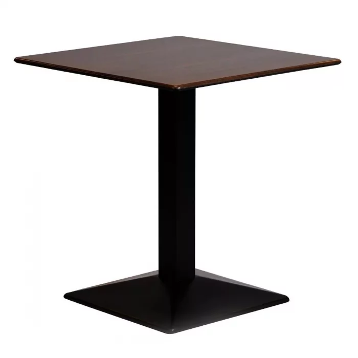 Turin Metal Base 600mm Square Dining Table with Laminate Top in Walnut - Image 1